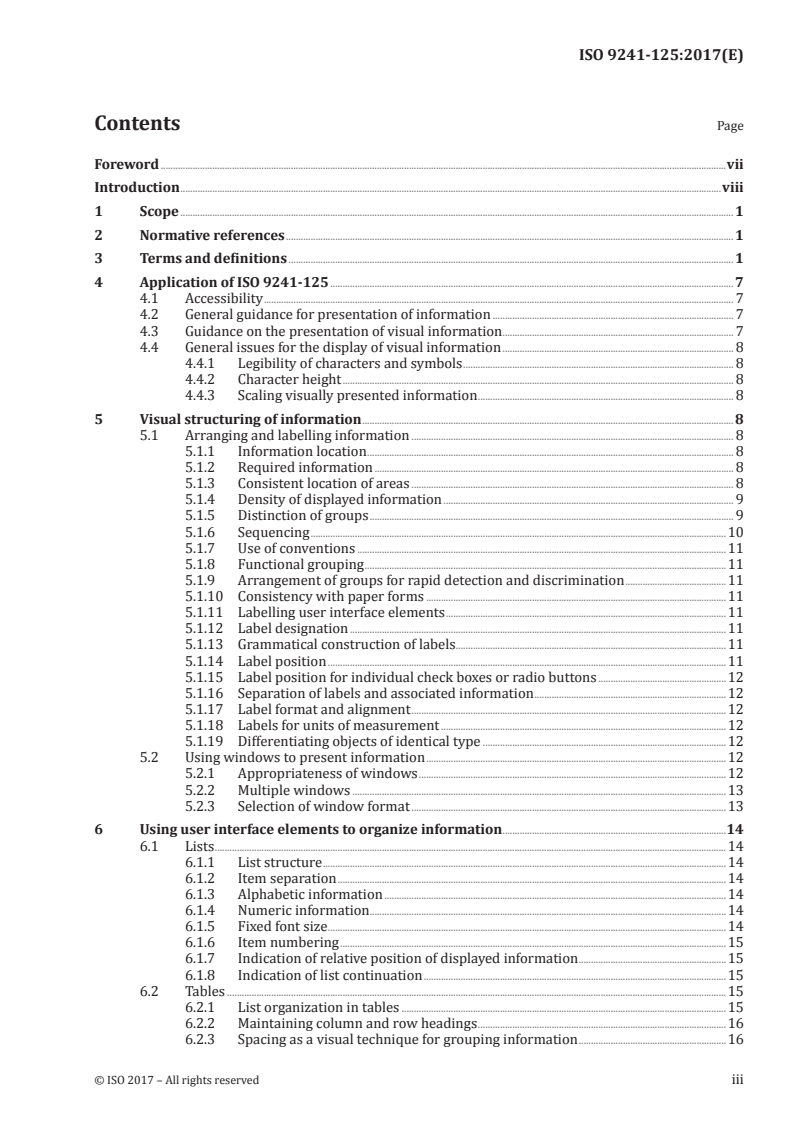 ISO 9241-125:2017 ISO 9241-125:2017 - Ergonomics of human-system interaction — Part 125: Guidance on visual presentation of information/31/2017 - Page 3 preview