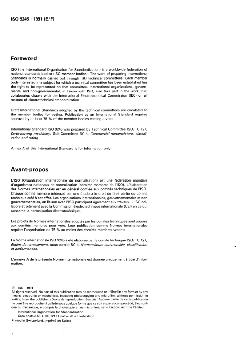 ISO 9245:1991 ISO 9245:1991 - Earth-moving machinery — Machine productivity — Vocabulary, symbols and units/12/1991 - Page 2 preview