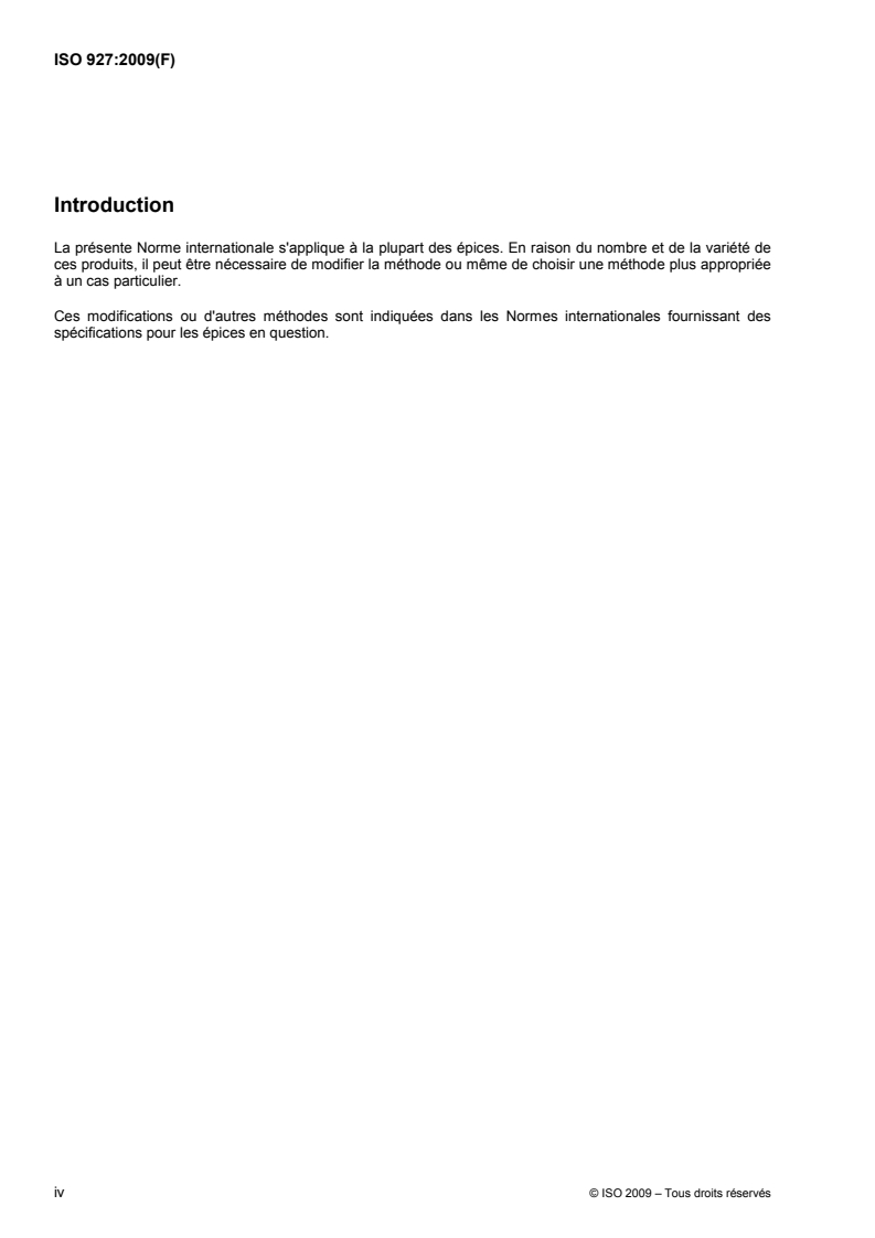 ISO 927:2009 ISO 927:2009 - Épices — Détermination de la teneur en matières étrangères/5/2009 - Page 4 preview