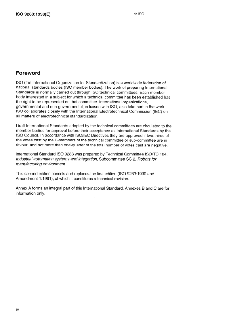 ISO 9283:1998 ISO 9283:1998 - Manipulating industrial robots — Performance criteria and related test methods/23/1998 - Page 4 preview