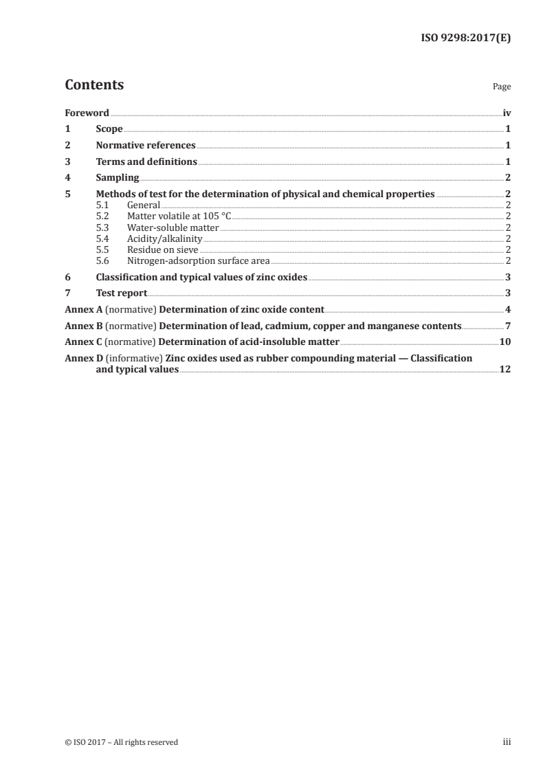 ISO 9298:2017 ISO 9298:2017 - Rubber compounding ingredients — Zinc oxide — Test methods/8/2017 - Page 3 preview