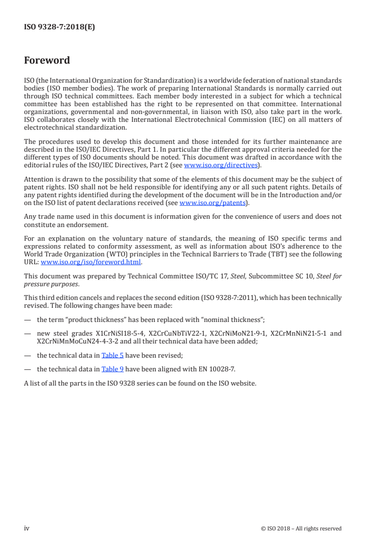 ISO 9328-7:2018 ISO 9328-7:2018 - Steel flat products for pressure purposes — Technical delivery conditions — Part 7: Stainless steels/1/2018 - Page 4 preview