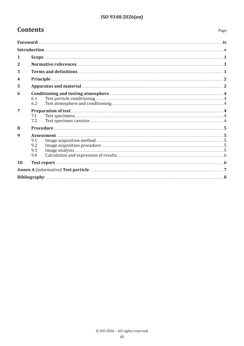 ISO 9348:2026 ISO 9348:2026 - Textiles — Determination of the anti-contamination propensity of fabrics to particulate matter — Digital measurement method - Page 3 preview