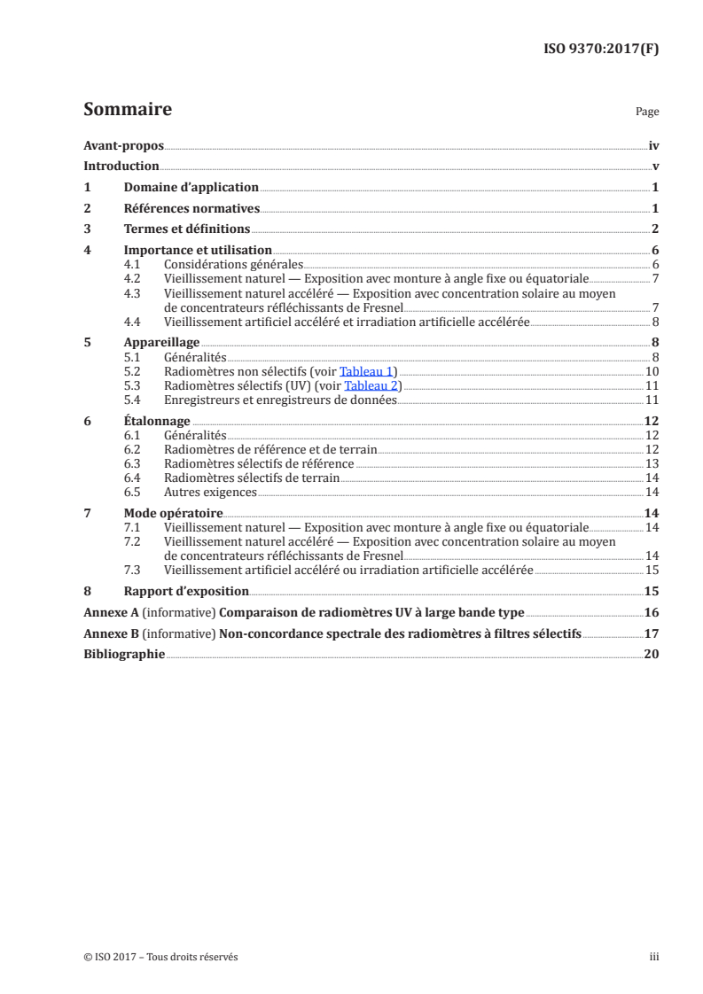ISO 9370:2017 ISO 9370:2017 - Plastiques — Détermination au moyen d'instruments de l'exposition énergétique lors d'essais d'exposition aux intempéries — Lignes directrices générales et méthode d'essai fondamentale/24/2017 - Page 3 preview