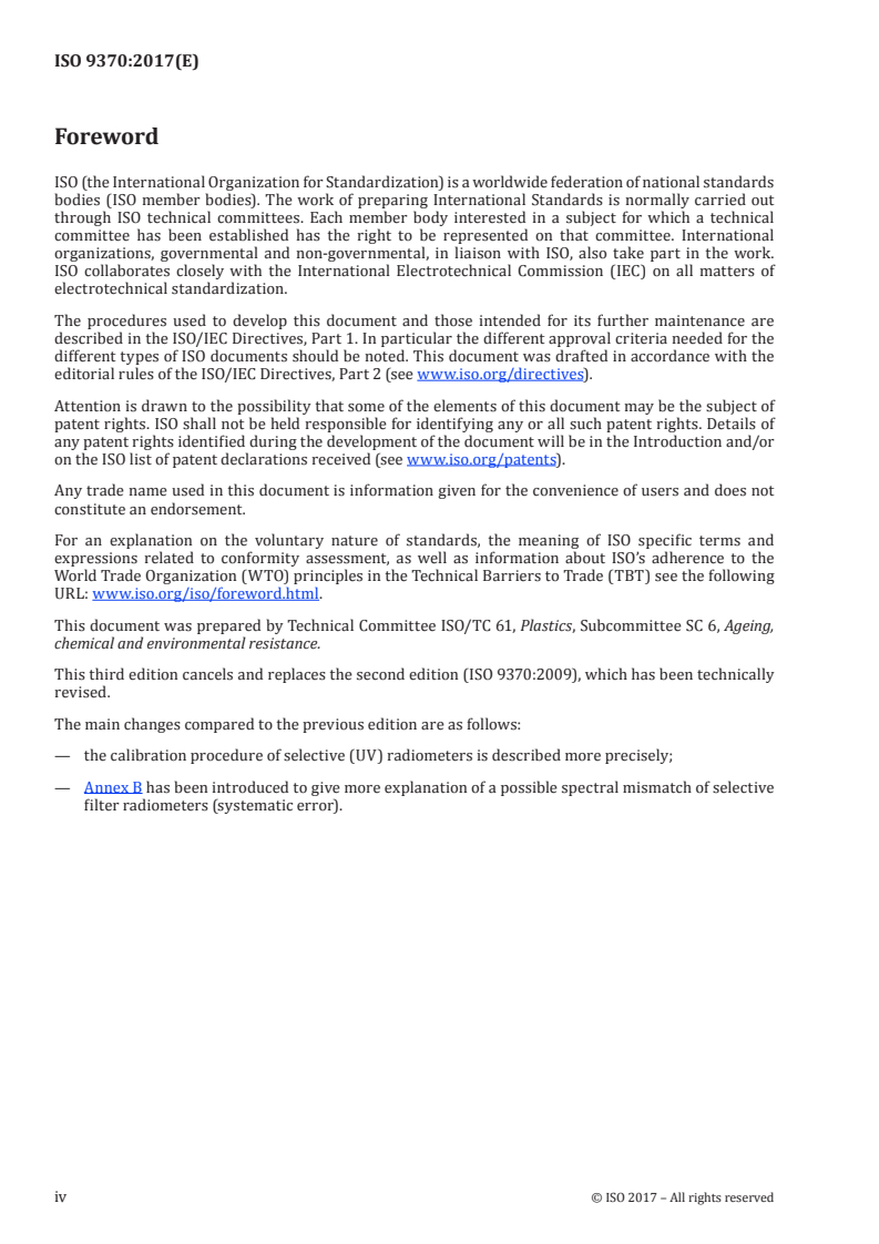 ISO 9370:2017 ISO 9370:2017 - Plastics — Instrumental determination of radiant exposure in weathering tests — General guidance and basic test method/24/2017 - Page 4 preview