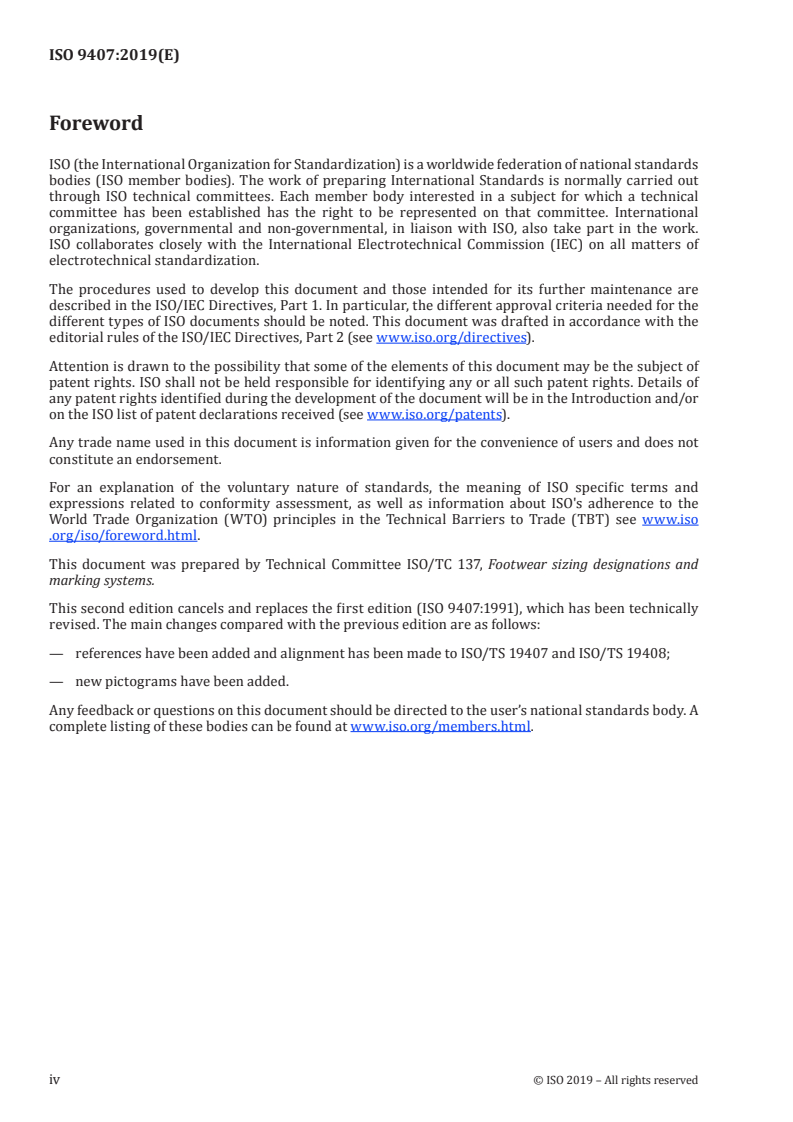 ISO 9407:2019 ISO 9407:2019 - Footwear sizing — Mondopoint system of sizing and marking/3/2019 - Page 4 preview