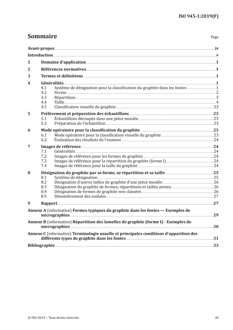 ISO 945-1:2019 ISO 945-1:2019 - Microstructure des fontes — Partie 1: Classification du graphite par analyse visuelle/24/2019 - Page 3 preview