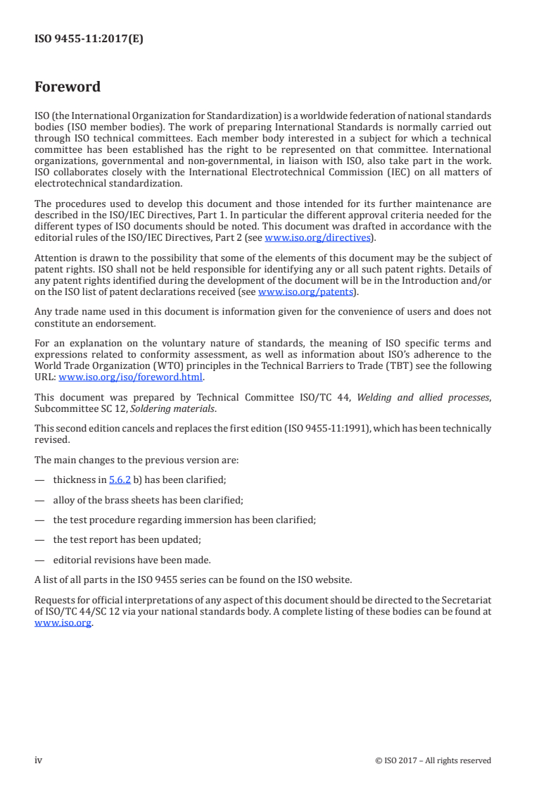 ISO 9455-11:2017 ISO 9455-11:2017 - Soft soldering fluxes — Test methods — Part 11: Solubility of flux residues/17/2017 - Page 4 preview