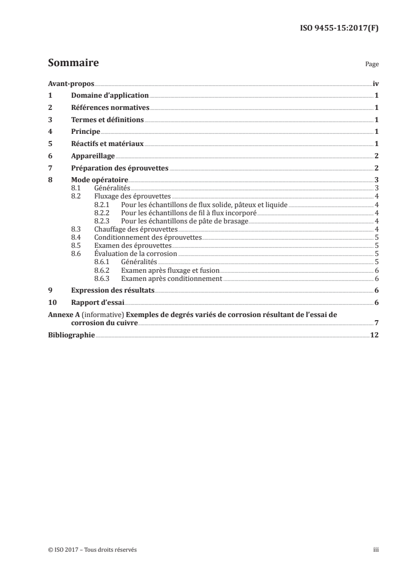 ISO 9455-15:2017 ISO 9455-15:2017 - Flux de brasage tendre — Méthodes d'essai — Partie 15: Essai de corrosion du cuivre/10/2017 - Page 3 preview