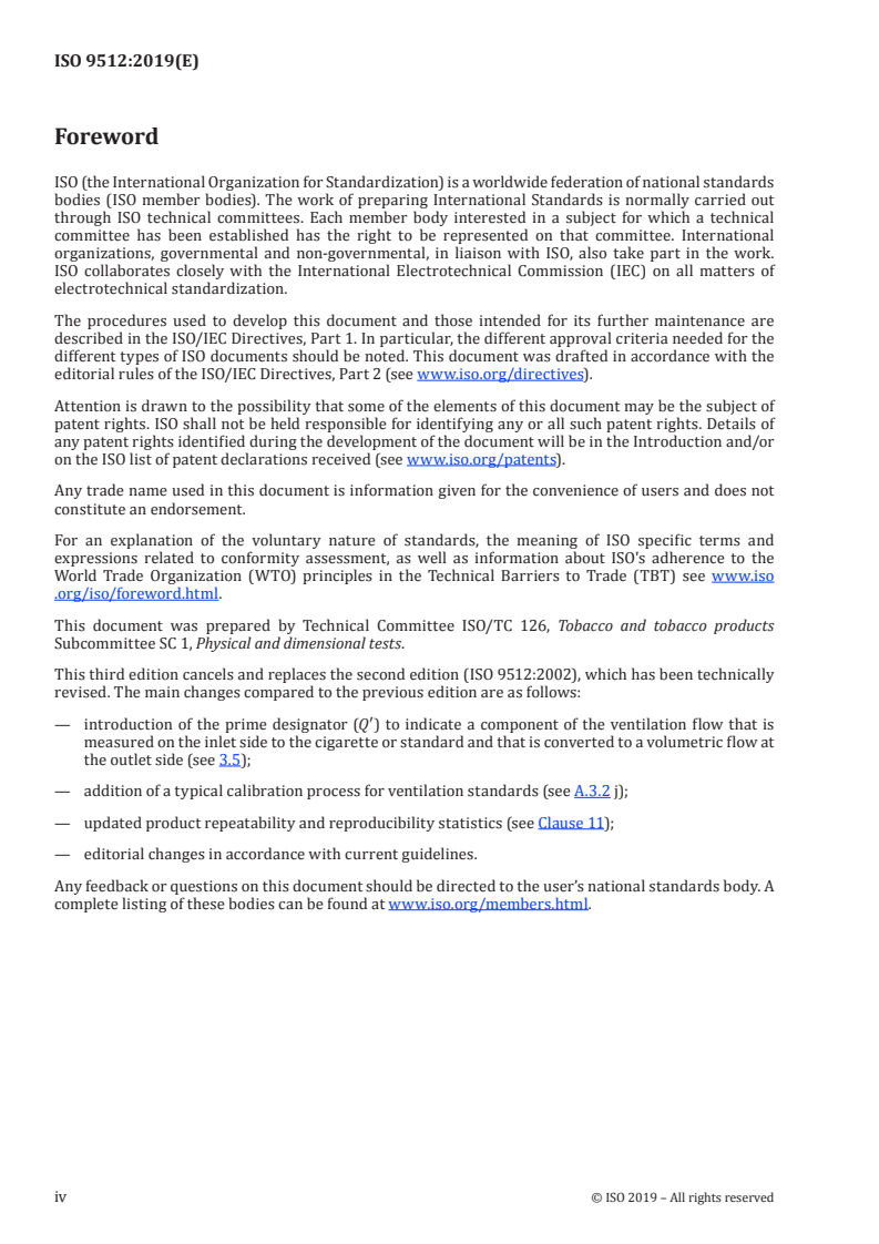 SIST ISO 9512:2020 ISO 9512:2019 - Cigarettes — Determination of ventilation — Definitions and measurement principles/19/2019 - Page 4 preview