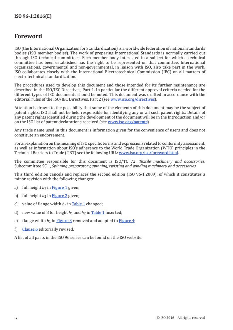 ISO 96-1:2016 ISO 96-1:2016 - Textile machinery and accessories — Rings and travellers for ring spinning and ring twisting frames — Part 1: Flange rings T and SF and their travellers/9/2016 - Page 4 preview
