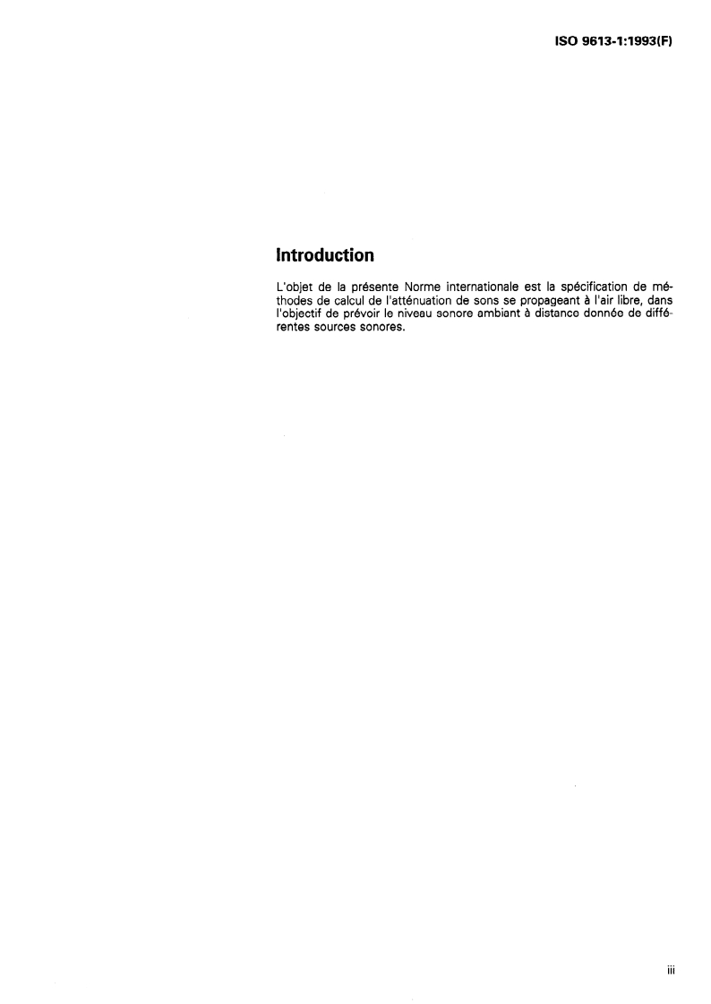 ISO 9613-1:1993 ISO 9613-1:1993 - Acoustique — Atténuation du son lors de sa propagation à l'air libre — Partie 1: Calcul de l'absorption atmosphérique/3/1993 - Page 3 preview