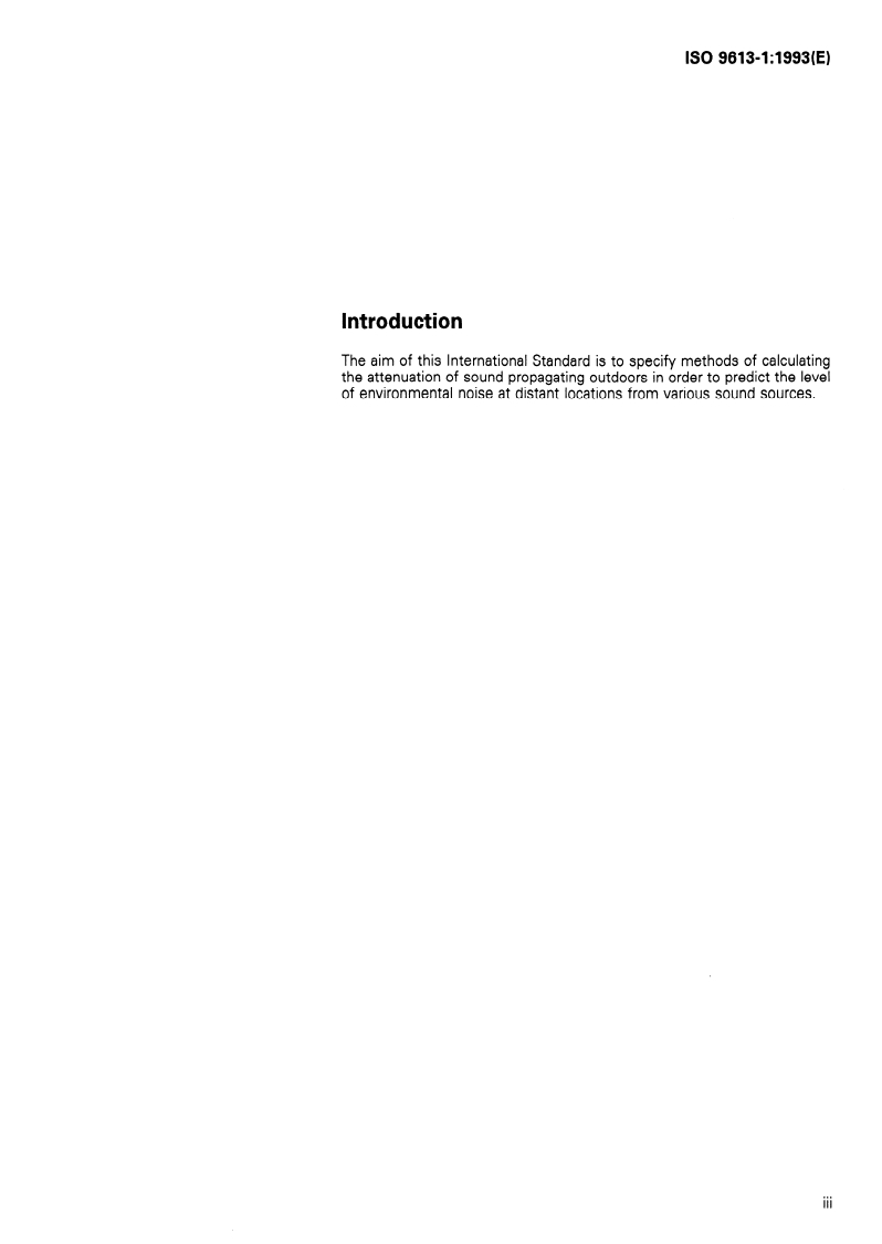 ISO 9613-1:1993 ISO 9613-1:1993 - Acoustics — Attenuation of sound during propagation outdoors — Part 1: Calculation of the absorption of sound by the atmosphere/3/1993 - Page 3 preview