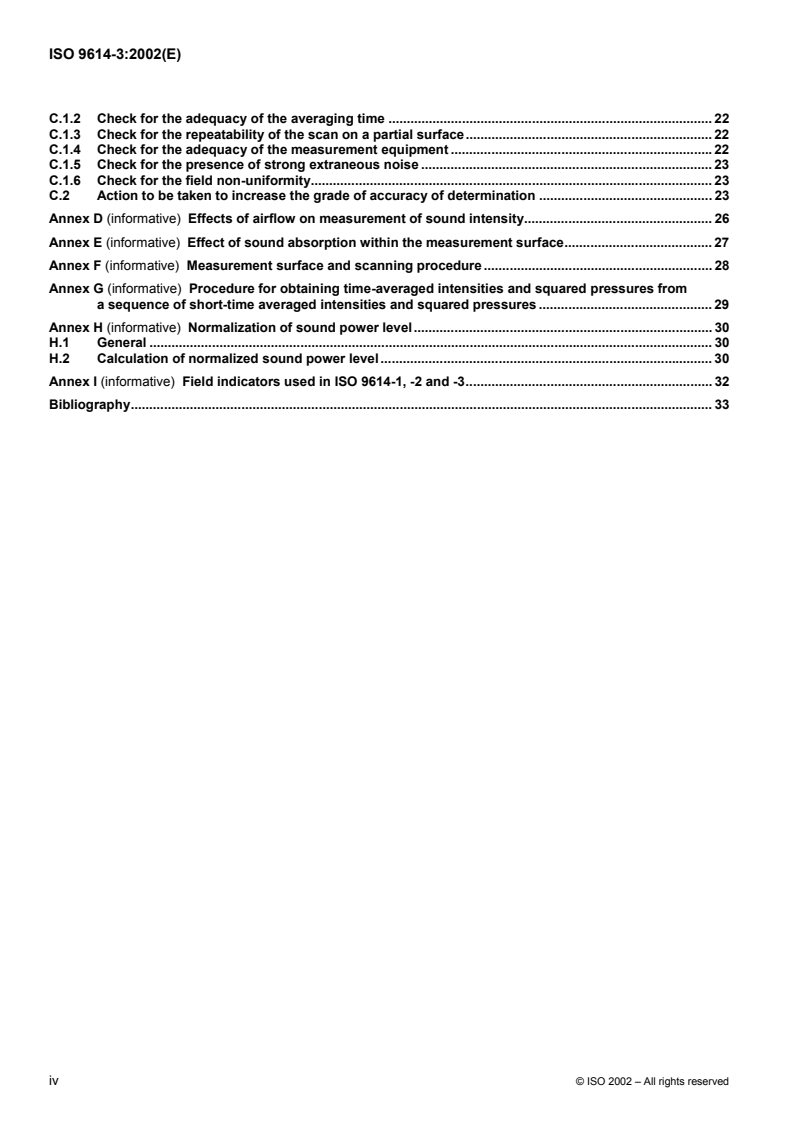 ISO 9614-3:2002 ISO 9614-3:2002 - Acoustics — Determination of sound power levels of noise sources using sound intensity — Part 3: Precision method for measurement by scanning/22/2002 - Page 4 preview