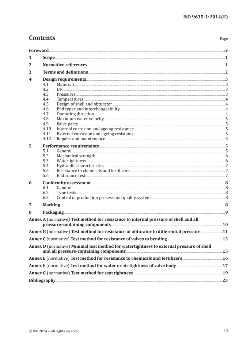 ISO 9635-1:2014 ISO 9635-1:2014 - Agricultural irrigation equipment — Irrigation valves — Part 1: General requirements/14/2014 - Page 3 preview