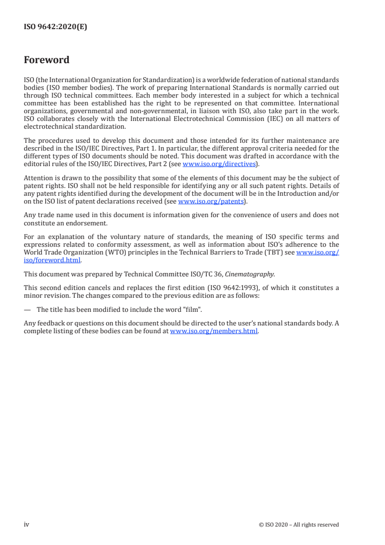 ISO 9642:2020 ISO 9642:2020 - Cinematography — Time and control code for 24, 25 and 30 frames per second motion-picture film systems — Specifications/6/2020 - Page 4 preview