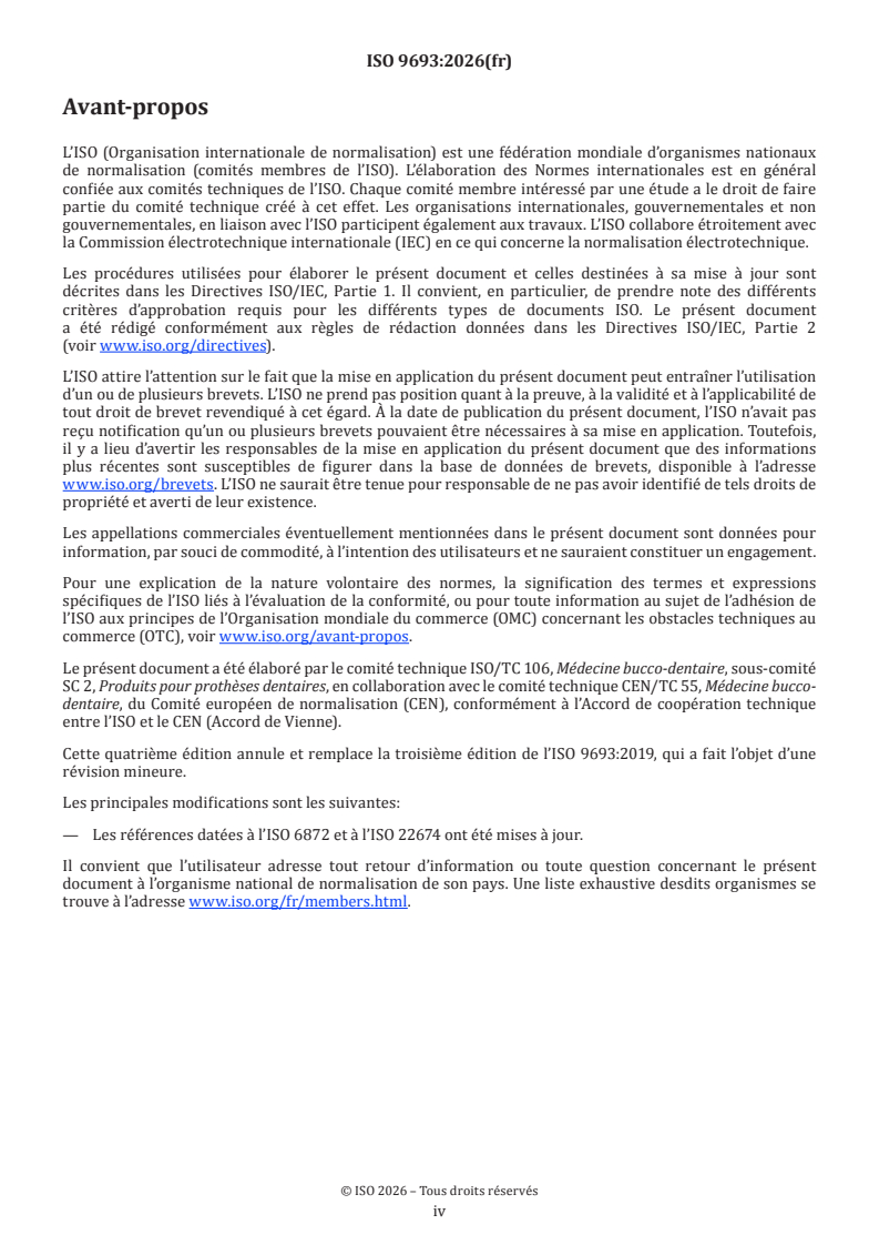ISO 9693:2026 ISO 9693:2026 - Médecine bucco-dentaire — Essais de compatibilité pour systèmes métallo-céramiques et céramo-céramiques - Page 4 preview