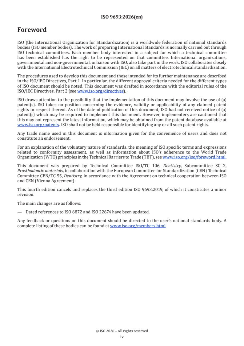 ISO 9693:2026 ISO 9693:2026 - Dentistry — Compatibility testing for metal-ceramic and ceramic-ceramic systems - Page 4 preview