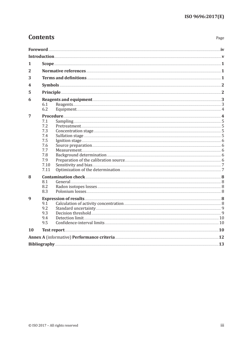 ISO 9696:2017 ISO 9696:2017 - Water quality — Gross alpha activity — Test method using thick source/26/2017 - Page 3 preview