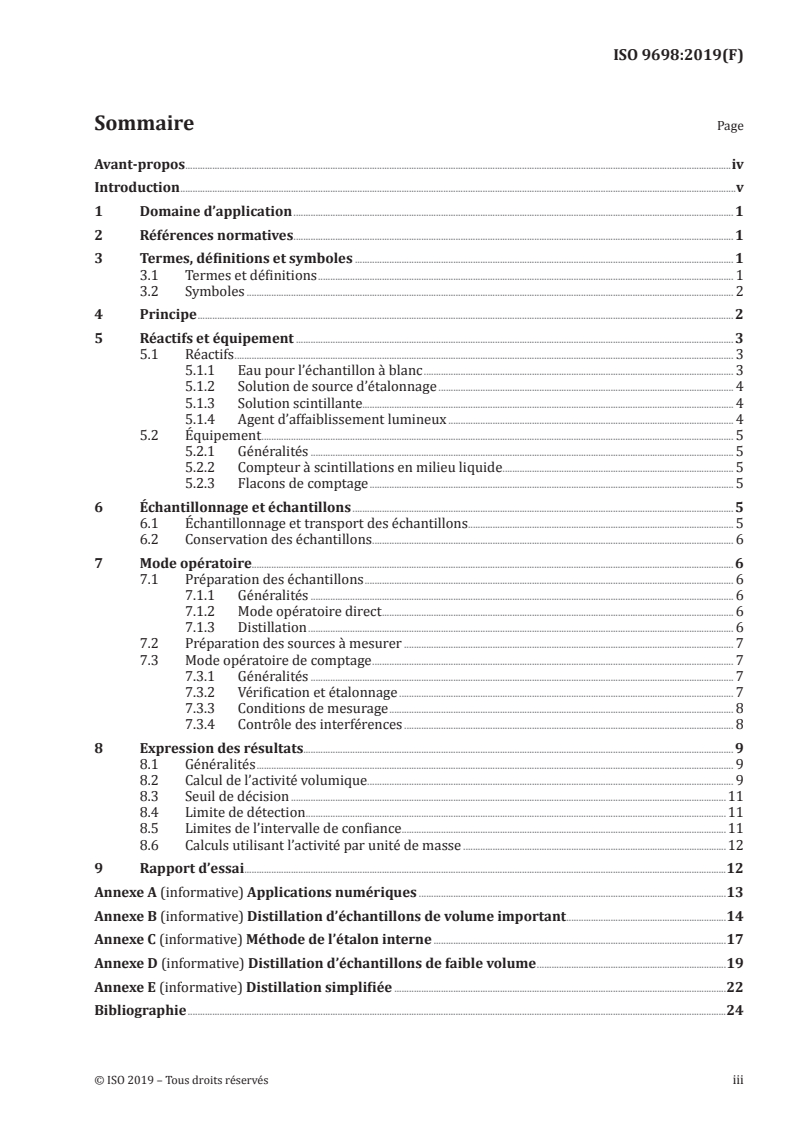ISO 9698:2019 ISO 9698:2019 - Qualité de l'eau — Tritium — Méthode d'essai par comptage des scintillations en milieu liquide/13/2019 - Page 3 preview