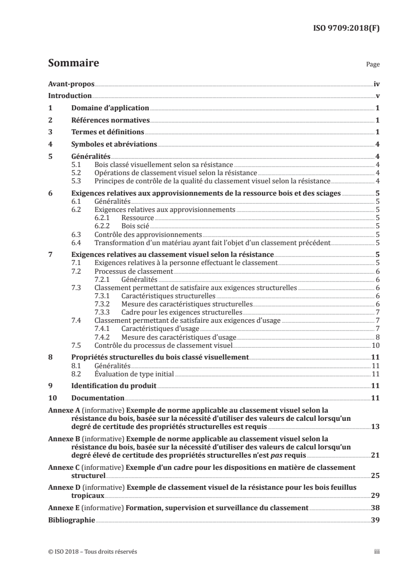 ISO 9709:2018 ISO 9709:2018 - Bois de structure — Classement visuel selon la résistance — Principes de base/23/2018 - Page 3 preview