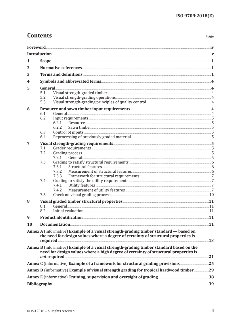 ISO 9709:2018 ISO 9709:2018 - Structural timber — Visual strength grading — Basic principles/23/2018 - Page 3 preview