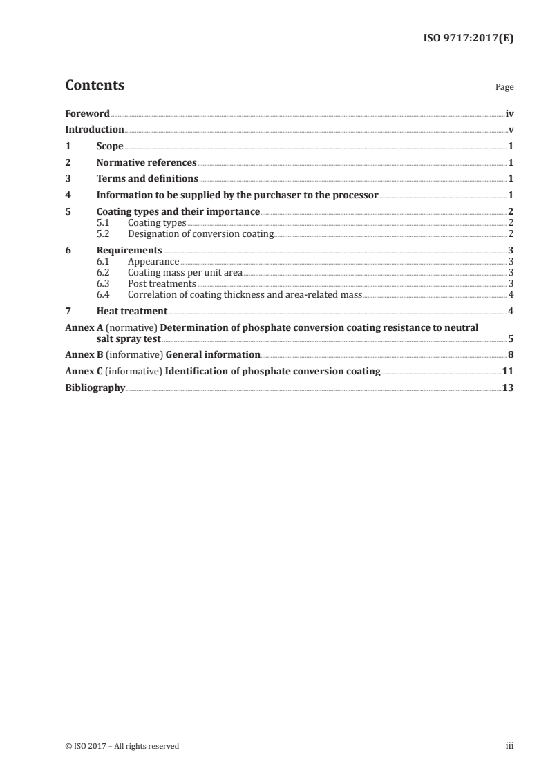 ISO 9717:2017 ISO 9717:2017 - Metallic and other inorganic coatings — Phosphate conversion coating of metals/14/2017 - Page 3 preview