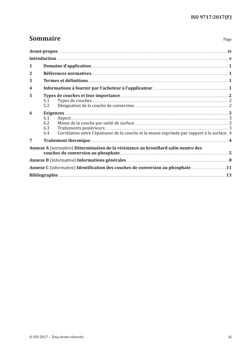ISO 9717:2017 ISO 9717:2017 - Revêtements métalliques et autres revêtements inorganiques — Couches de conversion au phosphate sur métaux/24/2017 - Page 3 preview