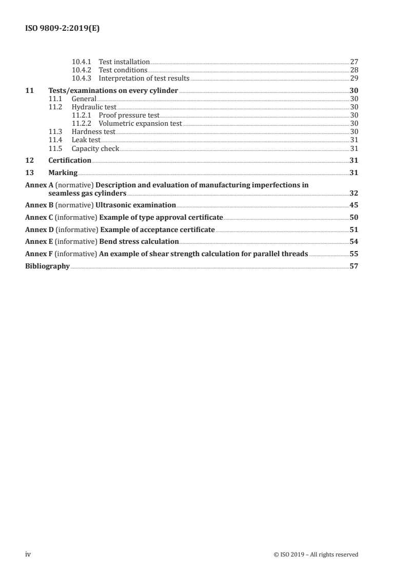 ISO 9809-2:2019 ISO 9809-2:2019 - Gas cylinders — Design, construction and testing of refillable seamless steel gas cylinders and tubes — Part 2: Quenched and tempered steel cylinders and tubes with tensile strength greater than or equal to 1 100 MPa/22/2019 - Page 4 preview