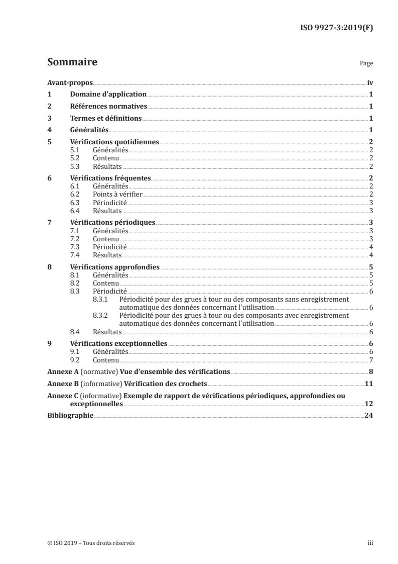 ISO 9927-3:2019 ISO 9927-3:2019 - Appareils de levage à charge suspendue — Vérifications — Partie 3: Grues à tour/1/2019 - Page 3 preview