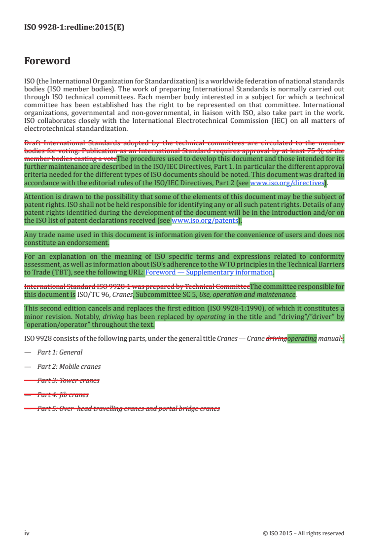 ISO 9928-1:2015 REDLINE ISO 9928-1:2015 - Cranes — Crane operating manual — Part 1: General/9/2015 - Page 4 preview