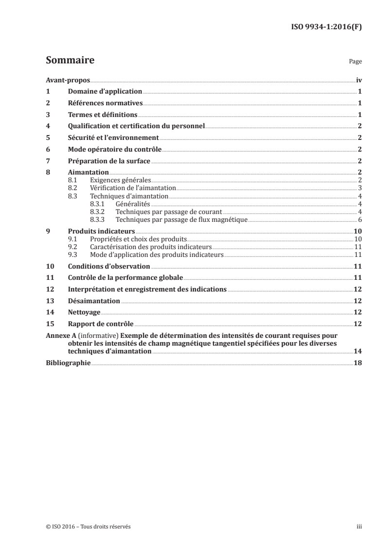 ISO 9934-1:2016 ISO 9934-1:2016 - Essais non destructifs — Magnétoscopie — Partie 1: Principes généraux du contrôle/23/2016 - Page 3 preview