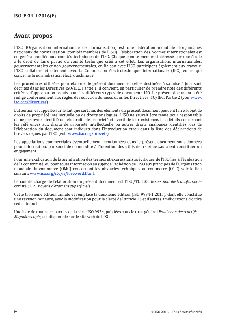 ISO 9934-1:2016 ISO 9934-1:2016 - Essais non destructifs — Magnétoscopie — Partie 1: Principes généraux du contrôle/23/2016 - Page 4 preview