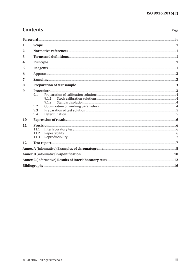 ISO 9936:2016 ISO 9936:2016 - Animal and vegetable fats and oils — Determination of tocopherol and tocotrienol contents by high-performance liquid chromatography/24/2016 - Page 3 preview