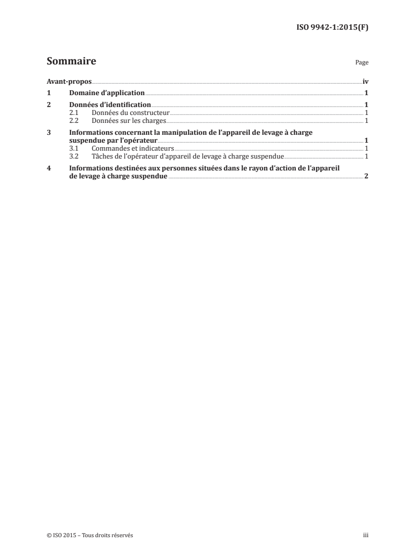 ISO 9942-1:2015 ISO 9942-1:2015 - Appareils de levage à charge suspendue — Plaques descriptives — Partie 1: Généralités/21/2015 - Page 3 preview
