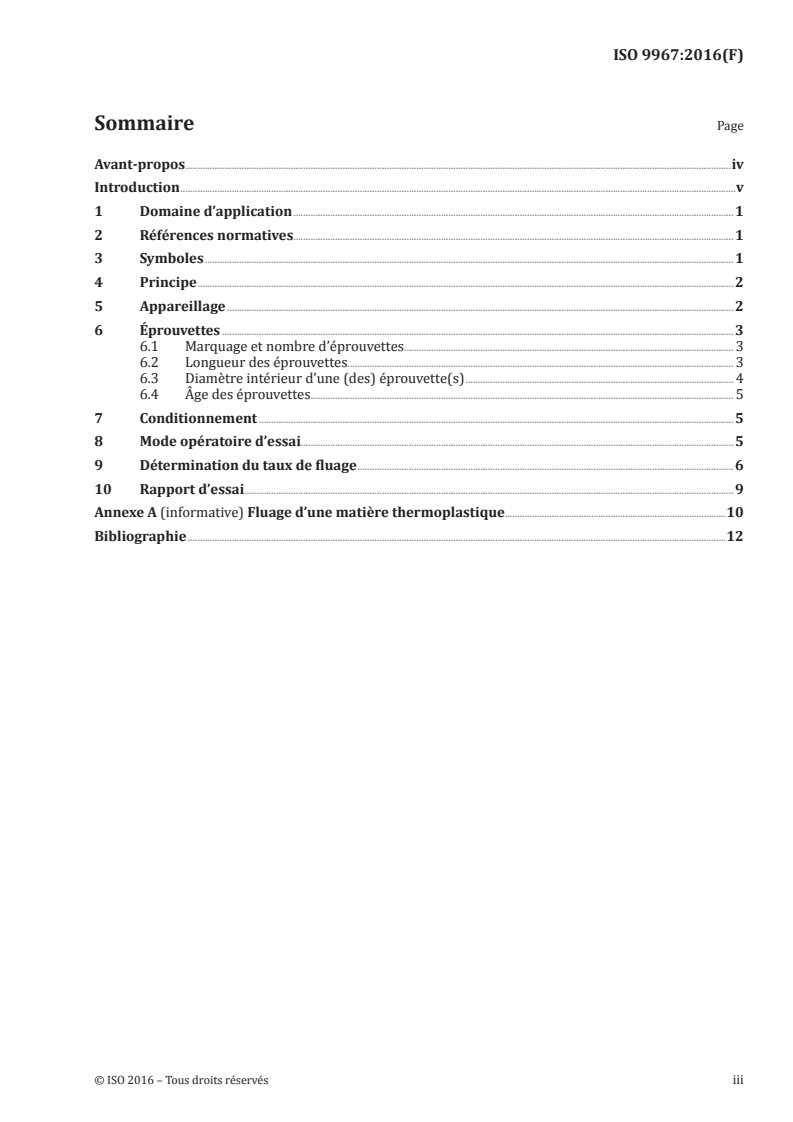 ISO 9967:2016 ISO 9967:2016 - Tubes en matières thermoplastiques — Détermination du taux de fluage/4/2016 - Page 3 preview