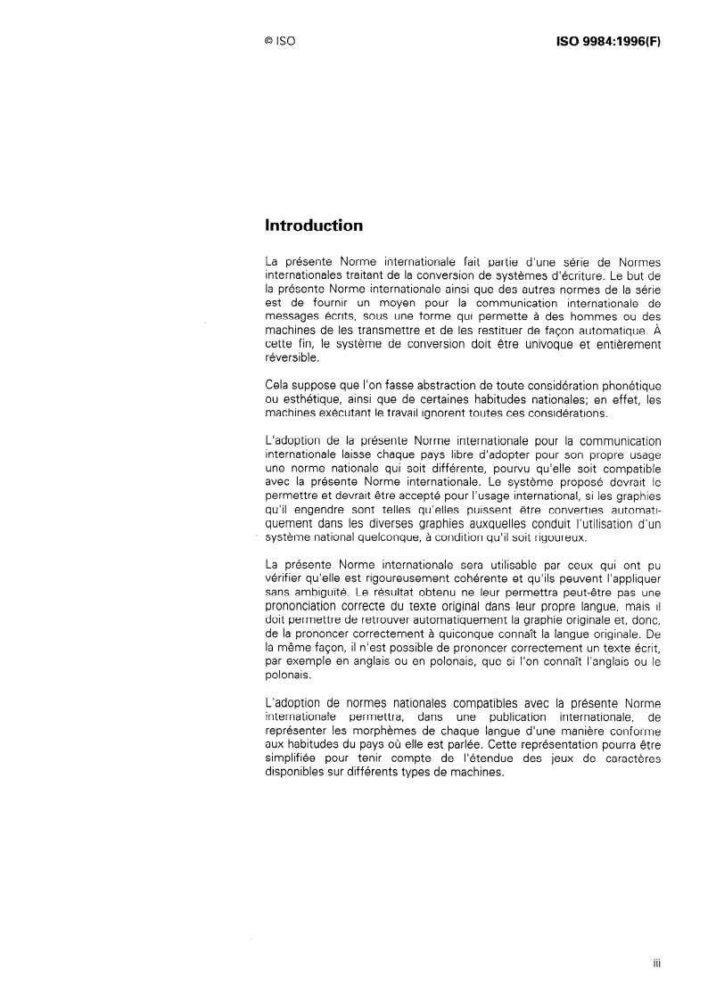ISO 9984:1996 ISO 9984:1996 - Information et documentation — Translittération des caractères géorgiens en caractères latins/26/1996 - Page 3 preview