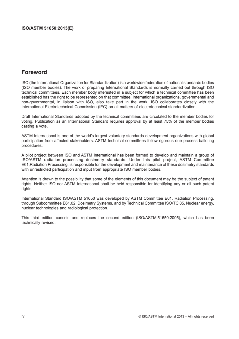 ISO/ASTM 51650:2013 ISO/ASTM 51650:2013 - Practice for use of a cellulose triacetate dosimetry system/15/2013 - Page 4 preview