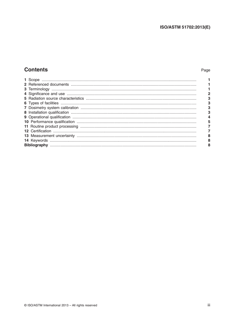 ISO/ASTM 51702:2013 ISO/ASTM 51702:2013 - Practice for dosimetry in a gamma facility for radiation processing/22/2013 - Page 3 preview