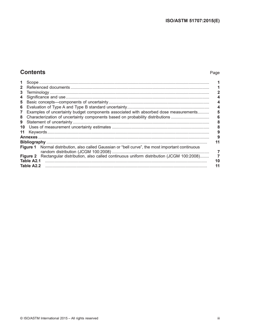 ISO/ASTM 51707:2015 ISO/ASTM 51707:2015 - Guide for estimation of measurement uncertainty in dosimetry for radiation processing/17/2015 - Page 3 preview