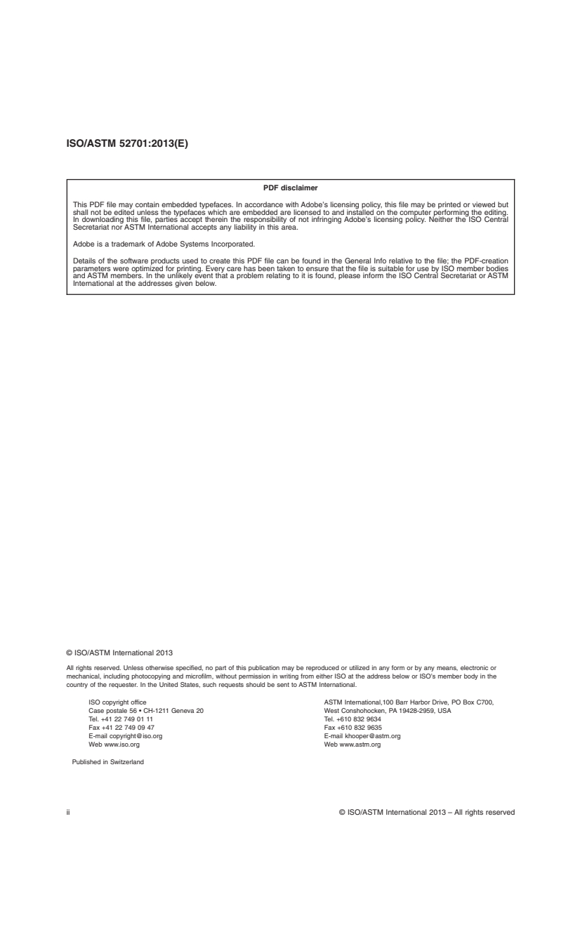 ISO/ASTM 52701:2013 ISO/ASTM 52701:2013 - Guide for performance characterization of dosimeters and dosimetry systems for use in radiation processing/9/2013 - Page 2 preview