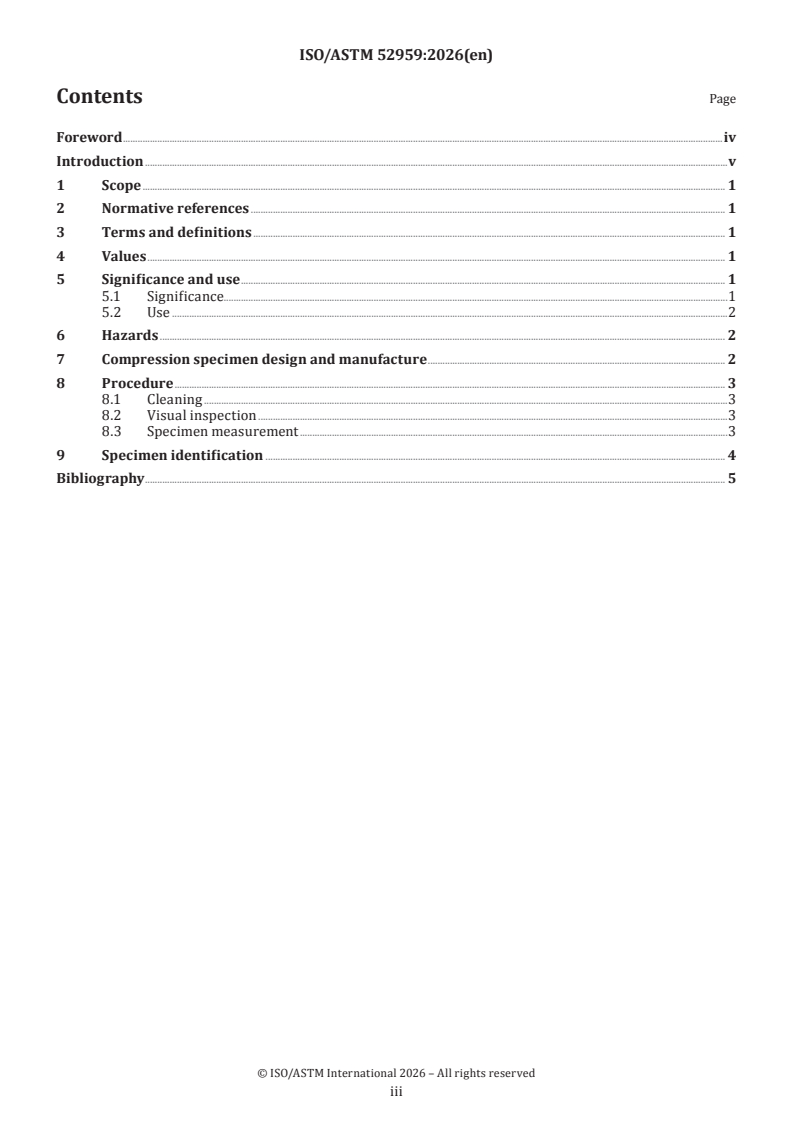 ISO/ASTM 52959:2026 ISO/ASTM 52959:2026 - Additive manufacturing of metals — Test artefacts — Compression validation specimens for lattice designs - Page 3 preview