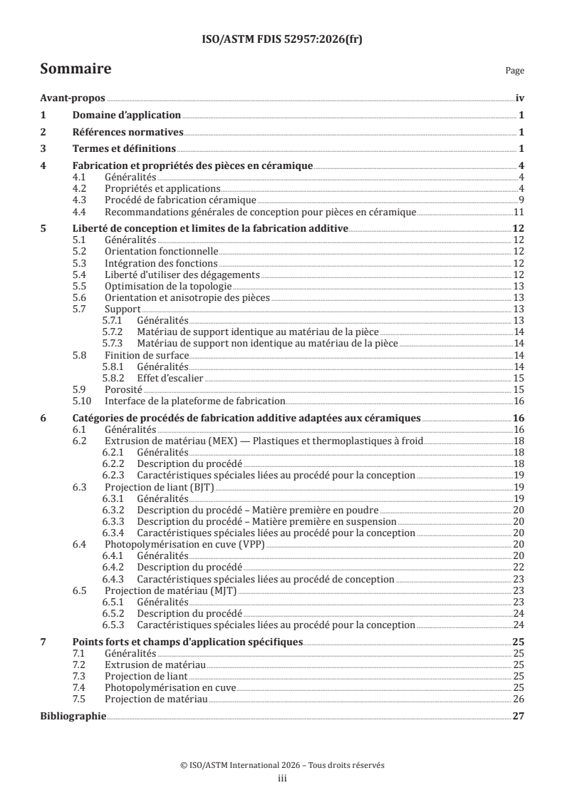 ISO/ASTM FDIS 52957 ISO/ASTM FDIS 52957 - Fabrication additive de céramiques — Conception — Lignes directrices relatives à la conception - Page 3 preview