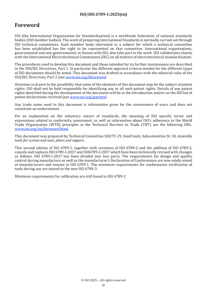 ISO/CD 6789-1.3 ISO/CD 6789-1.3 - Assembly tools for screws and nuts — Hand torque tools — Part 1: Requirements and methods for design conformance testing and quality conformance testing: minimum requirements for declaration of conformance/9/2025 - Page 4 preview