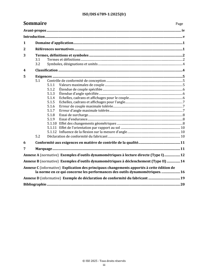 ISO/CD 6789-1.3 ISO/CD 6789-1.3 - Outils de manoeuvre pour vis et écrous — Outils dynamométriques à commande manuelle — Partie 1: Exigences et méthodes d'essai pour vérifier la conformité de conception et la conformité de qualité: exigences minimales pour déclaration de conformité/4/2025 - Page 3 preview