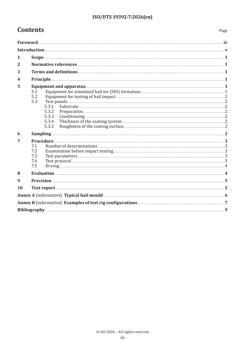 ISO/CD TS 19392-7 ISO/CD TS 19392-7 - Paints and varnishes — Coating systems for wind-turbine rotor blades — Part 7: Determination and evaluation of resistance to hail - Page 3 preview