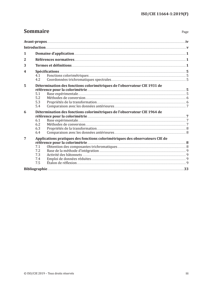 ISO/CIE 11664-1:2019 ISO/CIE 11664-1:2019 - Colorimétrie — Partie 1: Observateurs CIE de référence pour la colorimétrie/12/2019 - Page 3 preview