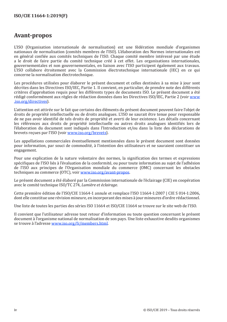 ISO/CIE 11664-1:2019 ISO/CIE 11664-1:2019 - Colorimétrie — Partie 1: Observateurs CIE de référence pour la colorimétrie/12/2019 - Page 4 preview