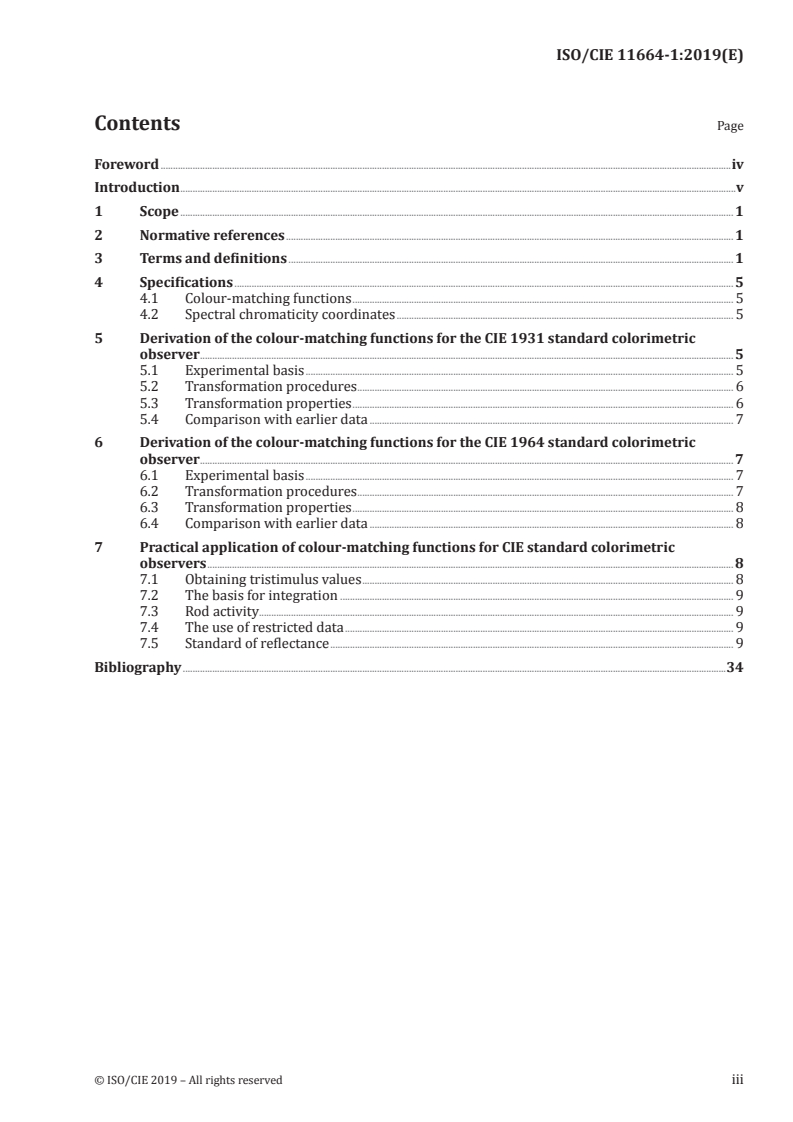 ISO/CIE 11664-1:2019 ISO/CIE 11664-1:2019 - Colorimetry — Part 1: CIE standard colorimetric observers/12/2019 - Page 3 preview