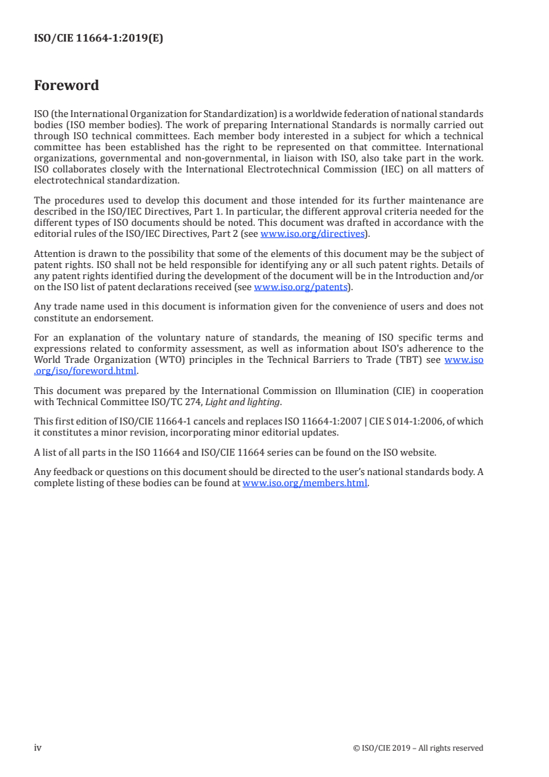 ISO/CIE 11664-1:2019 ISO/CIE 11664-1:2019 - Colorimetry — Part 1: CIE standard colorimetric observers/12/2019 - Page 4 preview